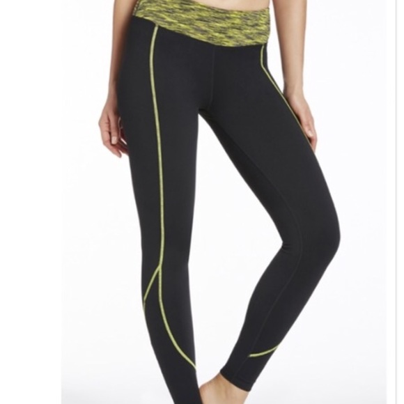 Fabletics Pants - Fabletics Salar Leggings Neon Yellow Zipper NWT